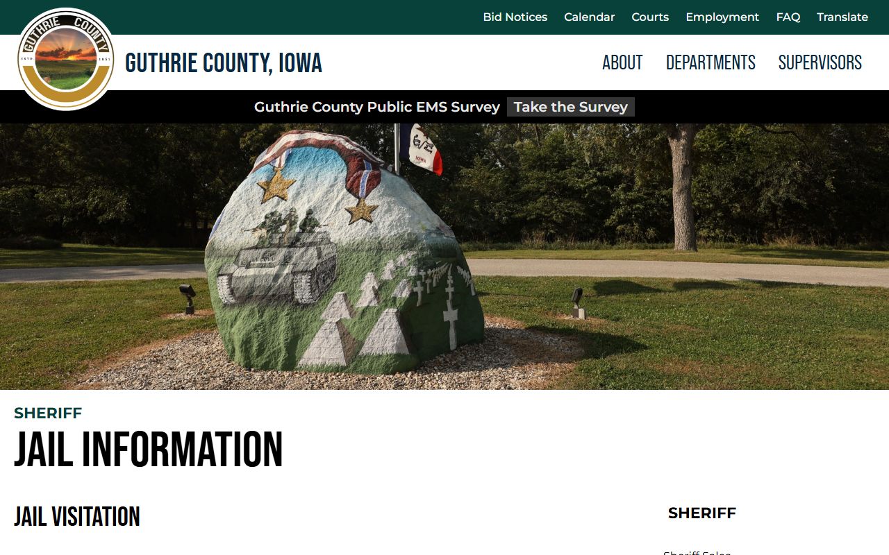 Guthrie County Jail visitation inmate services information