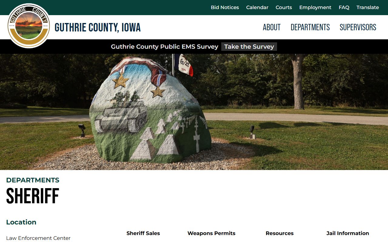 Guthrie County Jail inmate lookup sheriff page